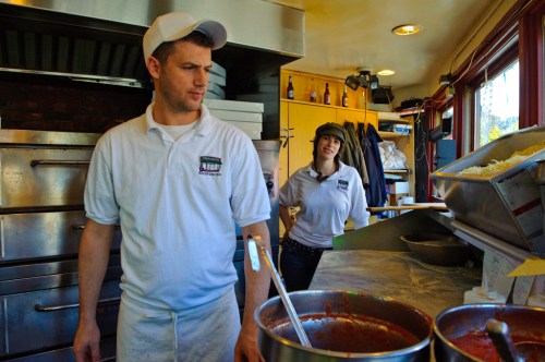 Tony decides I am ready to go to the back kitchen after watching him make pizza for two hours